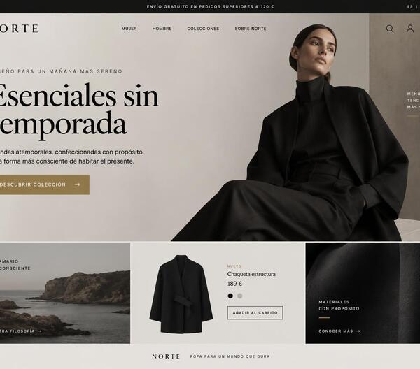Portada conceptual de un sitio web de indumentaria diseñado por BJ_Design