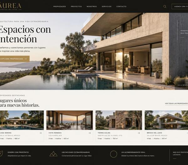 Portada conceptual de un sitio web inmobiliario diseñado por BJ_Design